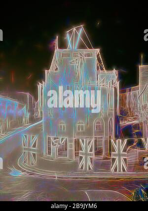 Barclay's Bank Building couvert de drapeaux britanniques, 1945 ?. 1945, Jérusalem, Israël Banque D'Images