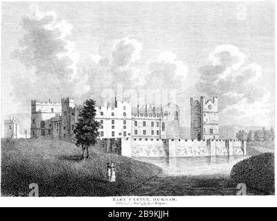 Une gravure du château de Raby Durham 1783 numérisé en haute résolution à partir d'un livre publié vers 1786. Cette image est considérée comme étant libre de tous les droits d'auteur. Banque D'Images