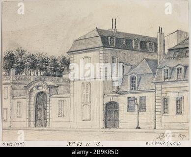 63-65, rue Saint Dominique (maintenant boulevard Saint-Germain), 2 avril 1877 Léon Leymonnerye (1803-1879). 63-65, rue Saint Dominique (boulevard actuel Saint-Germain), 2 avril 1877. Crayon Paris, musée Carnavalet. Banque D'Images