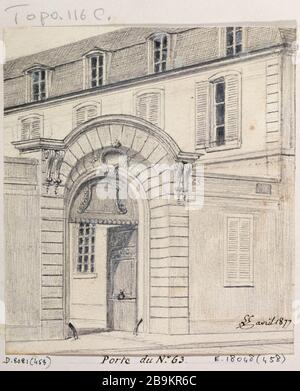 Porte 63, rue Saint Dominique (maintenant boulevard Saint Germain), avril 1877 Léon Leymonnerye (1803-1879). Porte du 63, rue Saint Dominique (boulevard actuel Saint Germain), avril 1877. Crayon. Paris, musée Carnavalet. Banque D'Images