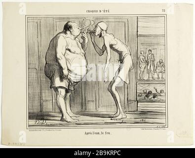 Croquis d'été, 32. n ° après l'eau, feu Honoré Daumier (1808-1879). Croquis d'été, n°32. L'eau, le feu. Lithographie en noir. Paris, musée Carnavalet. Banque D'Images