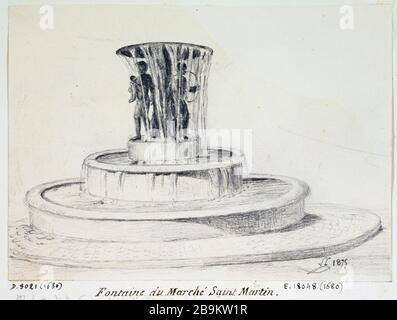 Marché de la Fontaine Saint-Martin 1875 Léon Leymonnerye (1803-1879). Fontaine du marché Saint-Martin. Crayon, 1874. Paris, musée Carnavalet. Banque D'Images