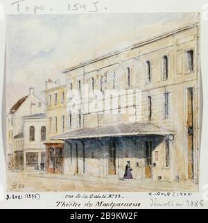 Théâtre Montparnasse, rue de la Gaite, démoli en 1886, 1868 Léon Leymonnerye (1803-1879). Théâtre du Montparnasse, rue de la Gaîté, démoli en 1886. Crayon, aquarelle, 1868. Paris, musée Carnavalet. Banque D'Images