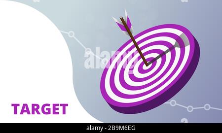 Illustration réaliste vectorielle avec le concept d'objectif financier cible.croissance graphique et cible comme métaphore réussie de l'esprit d'entreprise. Stratégie de croissance ou Illustration de Vecteur