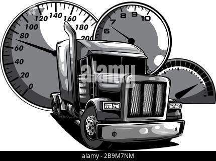 Semi-camion monochromatique de dessin vectoriel Illustration de Vecteur