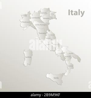 La division administrative MAP italienne sépare les régions et nomme les régions individuelles, le papier cart3 vecteur naturel Illustration de Vecteur