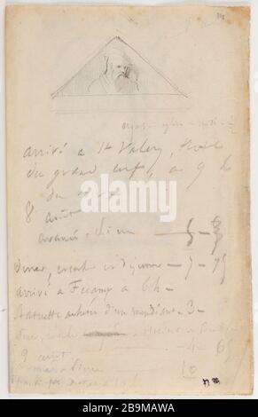 LIVRE DE VOYAGE, 25 juillet-15 août 1835 : ARQUES - ÉGLISE Victor Hugo (1802-1885). 'Carnet de voyage, 25 juillet-15 août 1835 : Arques - Eglise'. Crayon de graphite, papier vélin. 1835. Paris, Maison de Victor Hugo. Banque D'Images