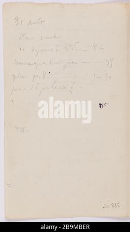 Livre de voyage du 22 au 31 août 1834. '31 août Victor Hugo (1802-1885). Carnet de voyage, du 22 au 31 août 1834. 'Le 31 août'. Crayon de graphite. 1834. Paris, Maison de Victor Hugo. Banque D'Images