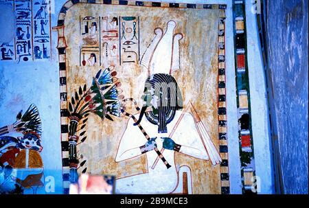 Luxor Egypte Vallée des Nobles Tombeau de Menna Tomb Peinture d'Osiris Banque D'Images