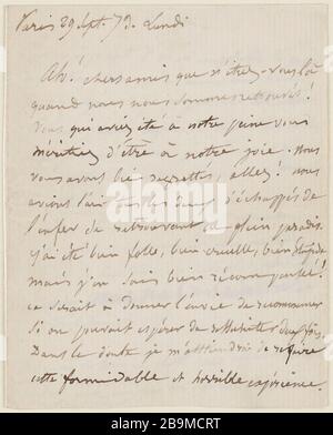 29 septembre 1876 Juliette Drouet A Berru; 29 septembre 1876 ; Maison Victor Hugo - Paris Banque D'Images