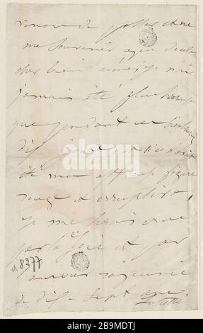 Mercredi 19 septembre matin 8 h [1849] Juliette Drouet a Victor Hugo ; 19 septembre sept mercredi matin 8 h [1849] ; Maison Victor Hugo - Paris Banque D'Images