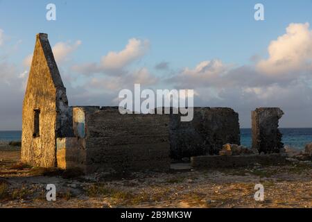 La jetée de sel ruines Bonaire, Caraïbes Banque D'Images