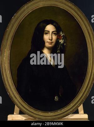 PORTRAIT DE GEORGE SABLE Auguste Charpentier (1813-1880). Portrait de George Sand (1804-1876), écrit français. Huile sur toile, vers 1837. Paris, musée de la vie romantique. Banque D'Images