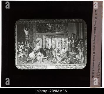 Imprime. Tapisseries. Louis XIV aux Gobelins Louis XIV aux Gobelins. Tapisserie estampe d'après. Photographie de Jacques-Ernest Bulloz (1858-1942), 1900-1930. Musée des Beaux-Arts de la Ville de Paris, petit Palais. Banque D'Images