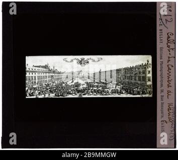 Callot. La carrière de Nancy Jacques Callot (1592-1635). 'La place de la carrière de Nancy' (Meurthe-et-Moselle), du 16ème siècle. Plaque de projection noir et blanc. 1900-1930. Photographie de Jacques-Ernest Bulloz (1858-1942). Musée des Beaux-Arts de la Ville de Paris, petit Palais. Banque D'Images