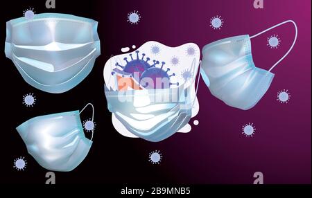 porter un masque pour éviter toute infection virale Illustration de Vecteur