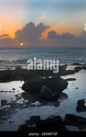 Coucher de soleil sur Bonaire, Caraïbes Banque D'Images