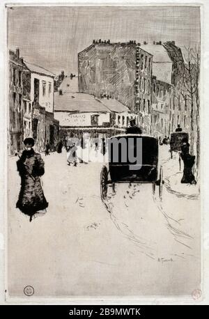 BOULEVARD DE CLICHY, MÉTÉO NORBERT Goeutte (1854-1894). 'Le Boulevard Clichy, par temps de neige', 1876. Gravité. Paris, musée Carnavalet. Banque D'Images