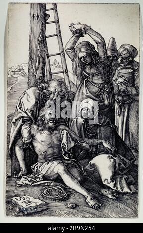 La passion du cuivre : la lamentation (Bartsch 14) Albrecht Dürer (1471-1528). La Passion sur cuivre : la Déplorisation (Bartsch 14). 1507. Musée des Beaux-Arts de la Ville de Paris, petit Palais. Banque D'Images