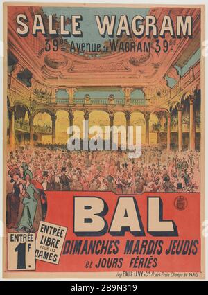 SALLE WAGRAM, 39, AVENUE BIS DE WAGRAM, BAL ANONYME. 'Le Wagram, 39 bis avenue de Wagram, bal'. Lithographie, 1880-1900. Paris, musée Carnavalet. Banque D'Images