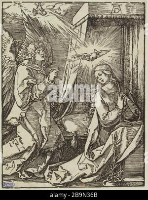 Little Passion on wood: The Annunciation (Bartsch 19) Albrecht Dürer (1471-1528). La petite Passion sur bois : l'Annonciation (Bartsch 19). 1510. Musée des Beaux-Arts de la Ville de Paris, petit Palais. Banque D'Images