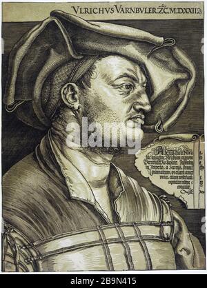 ULRICH VARNBÜLERBARTSCH 155; CLAIR-OBSCUR Albrecht Dürer (1471-1528). 'Ulrich Varnbüler Bartsch 155; clair-obscur'. Gravure sur bois en clair-obscur, 1522. Musée des Beaux-Arts de la Ville de Paris, petit Palais. Banque D'Images