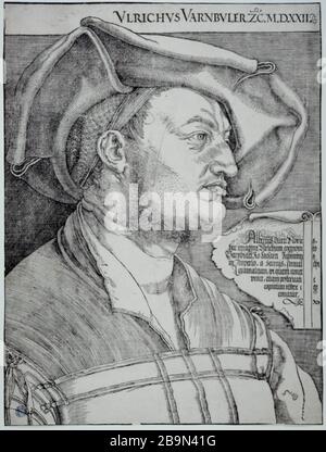 ULRICH VARNBÜLERBARTSCH 155 Albrecht Dürer (1471-1528). 'Ulrich Varnbüler Bartsch 155'. Gravure sur bois, 1522. Musée des Beaux-Arts de la Ville de Paris, petit Palais. Banque D'Images