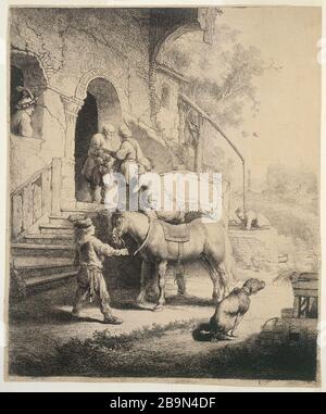 LE BON SAMARITAN Harmensz Van Rijn Rembrandt (1606-1669). 'Le bon Samaritain (B 90 - 1 er état, 2ème épréve), 1633'. Musée des Beaux-Arts de la Ville de Paris, petit Palais. Banque D'Images