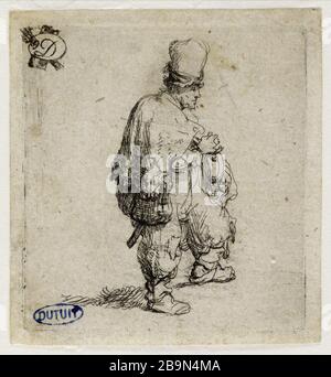 Polonais (Bartsch 140) Rembrandt Harmenszoon van Rijn (1606-1669), pître hollandais. Le Polonais (Bartsch 140). Eau-forte sur papier, 1635. Musée des Beaux-Arts de la Ville de Paris, petit Palais. Banque D'Images