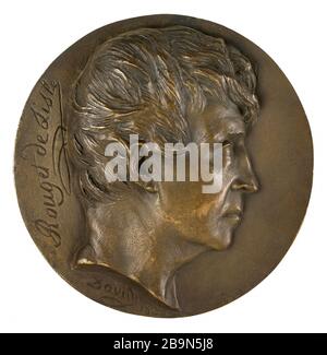 PORTRAIT DE CLAUDE JOSEPH Rouget de Lisle (1760-1836), POÈTE ET AUTEUR DRAMATIQUE David d'Angers (1788-1856). Portrait de Claude-Joseph Rouget de Lisle (1760-1836), poète et auteur dramatique. Bronze. Fonte au sable. 1835. Paris, musée Carnavalet. Banque D'Images
