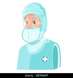 Médecin ou homme scientifique vêtu d'une combinaison de protection contre les produits chimiques ou les virus, Illustration de Vecteur