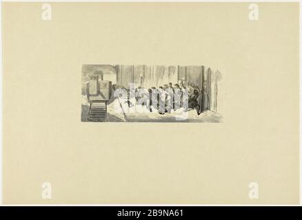 TRAIN DE PLAISIR POUR LES TOURISTES ANGLAIS EXPOSITION PARIS. 1: DÉPART DE LONDRES. IFF 80 Gustave Doré (1832-1883). 'Train de plaisance des touristes anglais pour l'exposition de Paris. 1 : Départ de Londres. IFF 80'. Bois, 1861. Musée des Beaux-Arts de la Ville de Paris, petit Palais. Banque D'Images