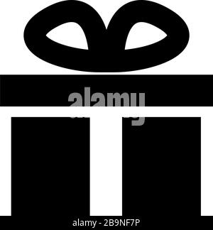 Icône de boîte cadeau glyphe pour la conception de concept. Présenter un pictogramme isolé simple. Décoration de Noël élément graphique. Logo Black Vector surprise. Silhouette de paquet giftbox. Illustration de Vecteur