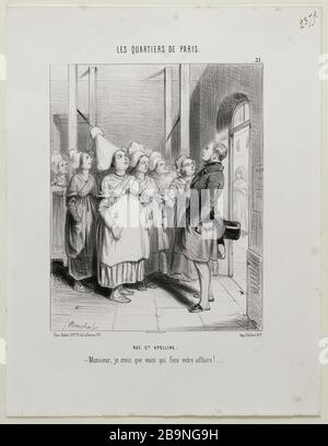 RUE STE APOLLINE - MONSIEUR, JE PENSE QUE VOTRE ENTREPRISE ICI! .. Frédéric Bouchot (1798-vers 1860). 'Rue Ste Apolline - Monsieur, je crois que voici qui fera votre affaire ! ...'. Lithographie. Milieu XIXème. Paris, musée Carnavalet. Banque D'Images