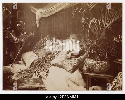 SARAH BERNHARDT À SA Sarah Bernhardt (1844-1923), actrice française, chez elle. Photo de Nadar (1820-1910). Musée des Beaux-Arts de la Ville de Paris, petit Palais. Banque D'Images