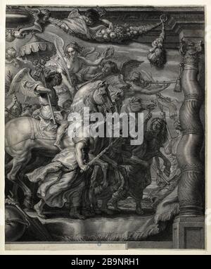 Le triomphe de l'Eglise, après Rubens (Dutuit 8) Boëtius Adamsz Bolswert (dit Bodius), Adams Schelte. Le Triomphe de l'Eglise, d'après Rubens (Dutuit 8). Burin, XVIIème siècle. Musée des Beaux-Arts de la Ville de Paris, petit Palais. Banque D'Images
