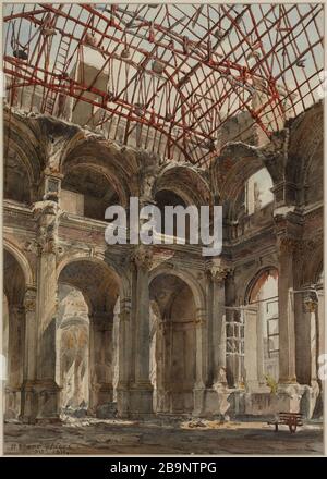 Ruines de l'Hôtel de Ville en 1871. Banque D'Images