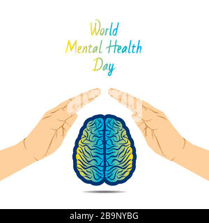 illustration vectorielle de la conception du concept de la journée mondiale de la santé mentale Illustration de Vecteur