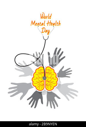 illustration vectorielle de la conception du concept de la journée mondiale de la santé mentale Illustration de Vecteur