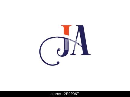 J A, JA initial lettre logo modèle vectoriel de conception, symbole d'alphabet graphique pour l'identité d'entreprise Illustration de Vecteur