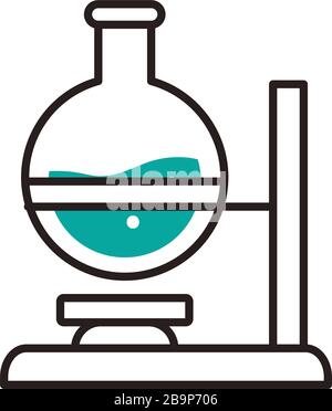 Flacon demi-ligne demi-couleur style icône design, chimie science laboratoire recherche technologie équipement de biologie et test thème illustration vectorielle Illustration de Vecteur