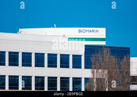 BioMarin signe sur le campus de BioMarin Pharmaceutical Biobiology Company dans la Silicon Valley - South San Francisco, Californie, États-Unis - 2020 Banque D'Images