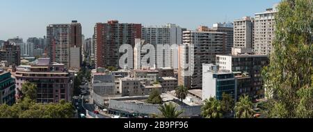 Vue de Cerro Santa Lucia au centre ville de Santiago, Chili Banque D'Images