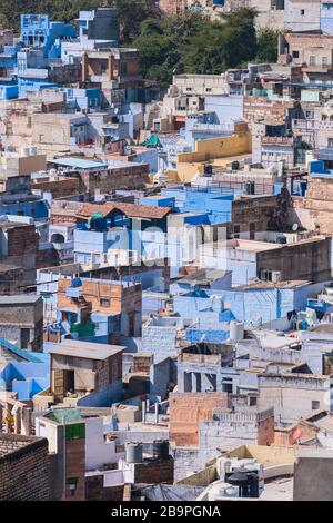 Vue sur Blue City depuis Mehrangarh fort Jodhpur Rajasthan Inde Banque D'Images