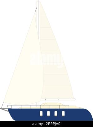 vector petite voile yacht clip art, esquisse de voilier Illustration de Vecteur