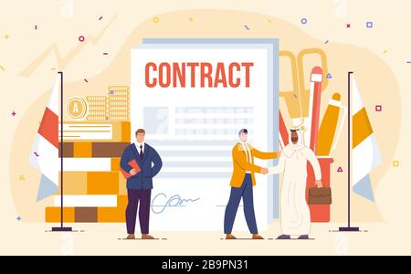 Contrat avec l'homme d'affaires arabe Vector concept Illustration de Vecteur