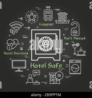 Vector Black Hotel service Square concept - Hotel Safe Illustration de Vecteur