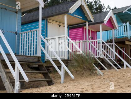 Beach Huts, Wells-Next-the-Sea, Norfolk, Royaume-Uni Banque D'Images