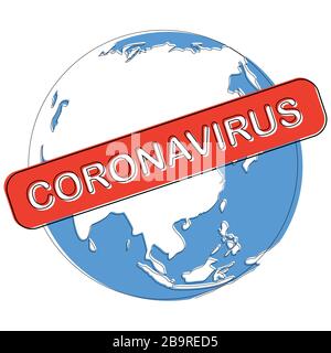 Corona pandémie mondiale - planète Terre encerclée par le virus Covid-19. Les infections bactériennes et virales s'attaquent. Micro-organismes planète Terre microscopiques Illustration de Vecteur