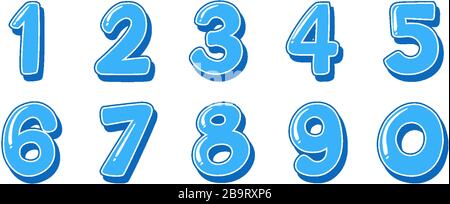 Conception de police pour les nombres de un à zéro sur l'illustration d'arrière-plan blanche Illustration de Vecteur